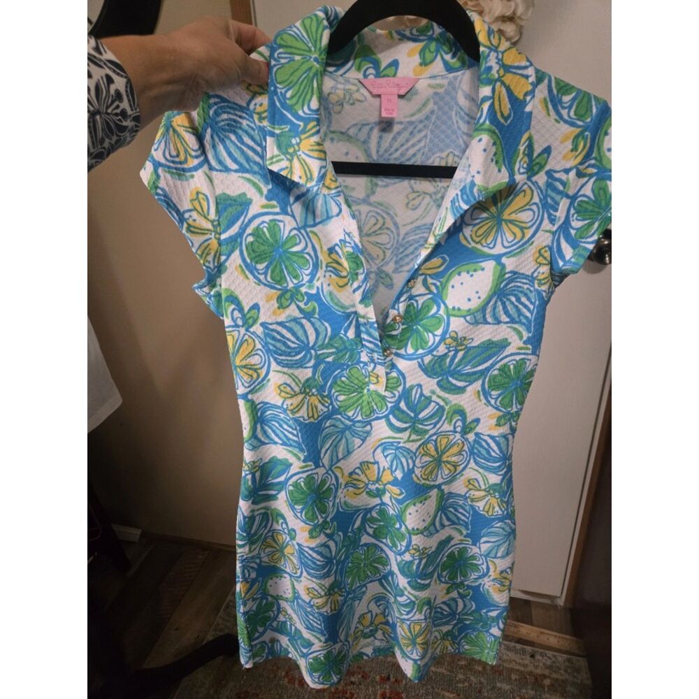 Lilly Pulitzer Rayna Cut Out Back Knit Pique Polo Dress Sweet and Sour Medium - Picture 2 of 3